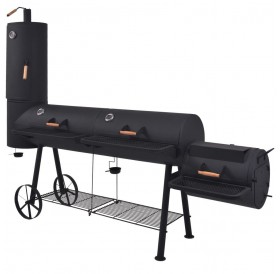 Charcoal smoker grill with black XXXL shelf