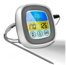 Touchscreen Meat Thermometer Food Barbecue Thermometer BBQ Grill Smoker Thermometer Timer Alert Cooking Baking Oven Digital Thermometer